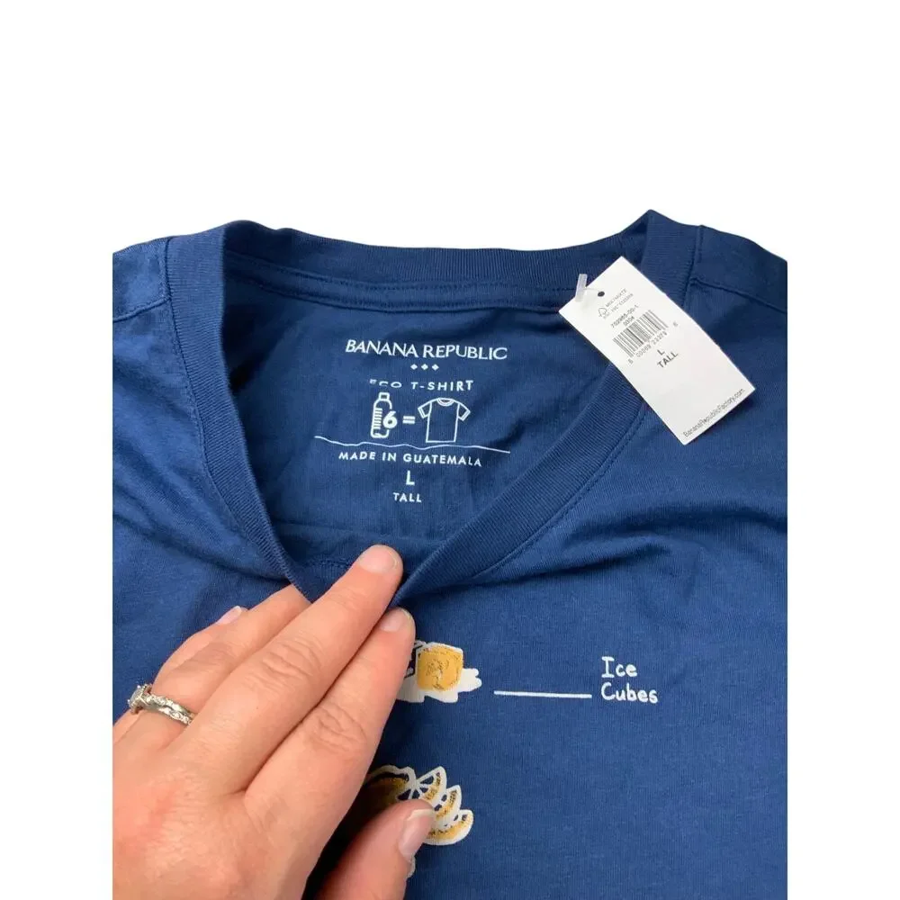 Banana Republic Eco T Shirt L Tall Blue Margarita Recipe Graphic Tee NWT